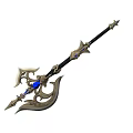 Ornate Weapon With Golden Accents And Blue Gem