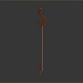 Modern Red Treble Clef Sculpture With Slim Pole On Gray Backdrop 3d model