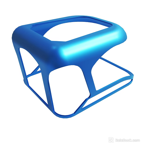 Sleek Blue Modern Chair With Hollow Open Structure And Ergonomic Design 3d model 