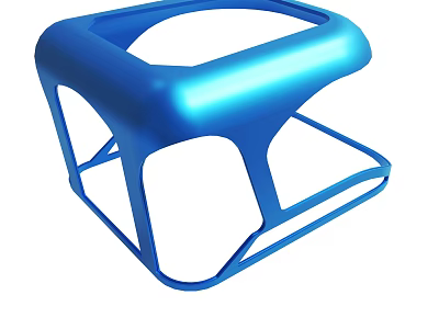 Sleek Blue Modern Chair With Hollow Open Structure And Ergonomic Design 3d model