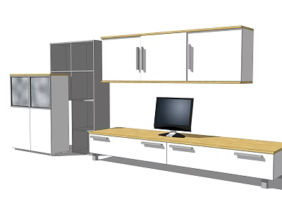 Modern Bookcase Design With Cabinets TV Stand TV And Drawers 3d model