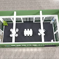 Green Exterior Door Window Storefront With Glass Doors Signage And Green Plants
