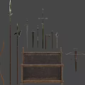 Medieval weapons and weapon racks 3d model
