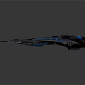 Futuristic Sci Fi Spaceship With Sleek Black And Blue Exterior Design