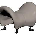 Modern White Stool Featuring Curved Shape and Black Legs Contemporary Design
