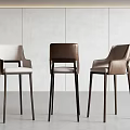 Modern Bar Stools with Backrest in Assorted Leather Tones and Metal Legs