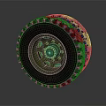 Off Road Tire With Green Wheel Rim Deep Tread Pattern And Heavy Duty Construction Design