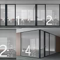 Modern Office Meeting Rooms Featuring Glass Partitions And Numbered Signs