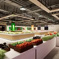 Supermarket Grocery Fresh Produce Section With Various Vegetables And Display Shelves