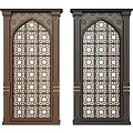 Decorative Arched Panels with Intricate Geometric Patterns Brown and Black Finishes