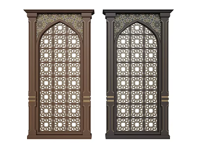 Decorative Arched Panels with Intricate Geometric Patterns Brown and Black Finishes 3d model