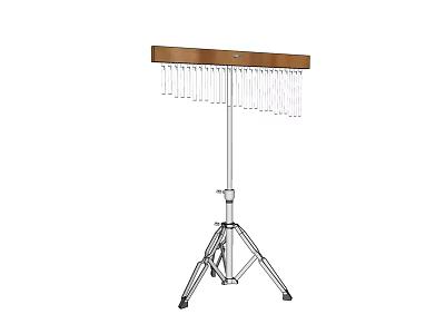 Percussion Instrument With Wooden Beam Metal Stand And Hanging Metal Bars 3d model