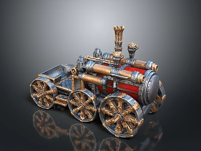 Vintage Steam Train Model With Ornate Metal Wheels And Decorative Chimney 3d model
