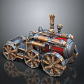 Vintage Steam Train Model With Ornate Metal Wheels And Decorative Chimney