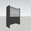 Modern Black Sideboard For Dining Room With Glass Doors And Wooden Drawers
