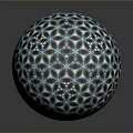 Decorative Sphere With Intricate Blue And White Geometric Pattern Design 3d model