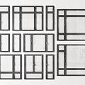 Various Window Frame Designs With Different Configurations and Sizes 3d model