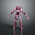 Futuristic Pink Humanoid Robot Character With Mechanical Armor And Detailed Structure Design
