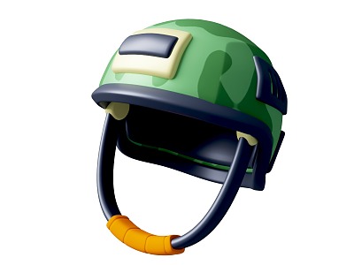 Cartoon Style Military Helmet Cartoon Military Equipment Weapon Theme Military Exhibition 3d model