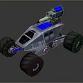 Rugged Terrain Navigation With Sci Fi Off Road Vehicle Large Tires Blue Accents