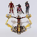 Superhero Action Figures Featuring Iron Man and Captain America with Mechanical Display Stand