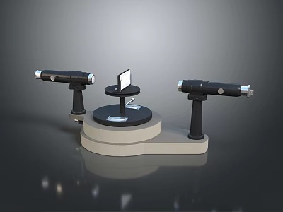 Black Measuring Devices Setup With Circular Platform Tablet Pen Light Base And Dark Background 3d model