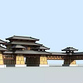 Traditional Chinese Entrance Gate With Classic Wooden Structure Symmetric Design And Multi Layered Roof