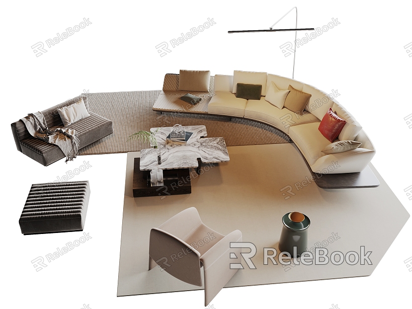 Modern Villa Living Room Sofa Coffee Table Combination model