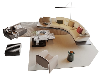 Modern Villa Living Room Sofa Coffee Table Combination model