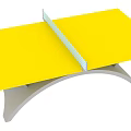Yellow Ping Pong Table With Gray Frame And White Net For Sports Training