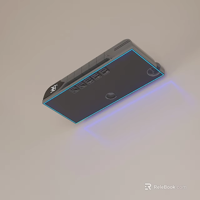 Modern Shower Head With Blue LED Light And Sleek Black Panel Design 3d model