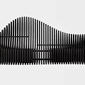 Black Slatted Public Chair With Curved Modern Design For Urban Outdoor Spaces