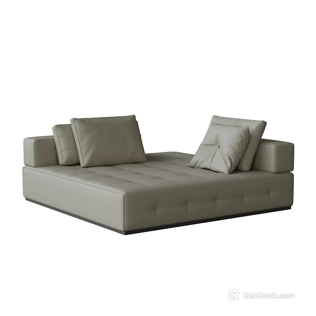 Modern Light Gray Leather Single Sofa With Comfortable Cushions And Sleek Design 3d model