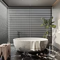 Elegant Modern Luxury Bathroom With Black Marble Floor And Clear Glass Shower Enclosure Design