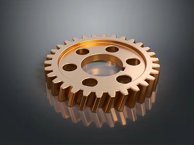 Golden Gear Shaped Modern Lighting Combination With Metallic Design And Reflective Surface 3d model