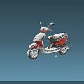 Red Scooter Style Motorcycle Covered With Snow Against Gradient Blue Background