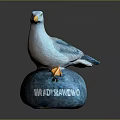 Small Handcrafted Seagull Decorative Figurine With WADYSLAVOWO Inscription On Base