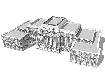 Shower Sauna Facility In Grand Classical Multi Story Symmetrical Architecture Building 3d model