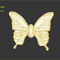 Rose Gold Butterfly Shaped Metallic Decorative Sculpture With Shiny Surface And Wing Patterns