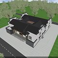 Ancient Architecture With Traditional Black Roof White Gray Walls Wooden Entrance And Green Trees Surroundings