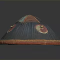 Traditional Conical Hat Deep Blue Body Red Woven Edge Yin Yang Symbol Design