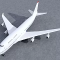 White Airliner with Blue Bottom Parked on Tarmac Against Cloudy Sky and Red Tail Tip