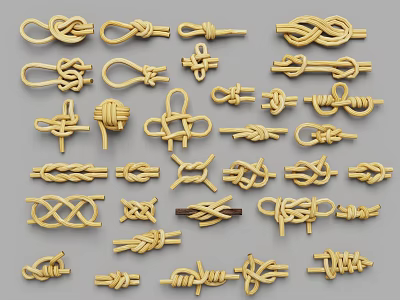 Intricate Wooden Knot Carvings Various Decorative Ornament Designs On Gray Background 3d model