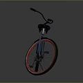 Stylish Blue Bicycle With Red Rim Wheels Black Seat And Handlebars