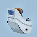 Modern Airline Seat Design With Brown Blue Upholstery And White Frame