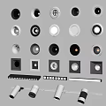 Various Modern Downlights and Spotlights With Different Designs and Lighting Effects 3d model