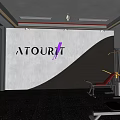 Modern Fitness Gym Interior With Exercise Machines TV Screen Ceiling Lights And Curtains