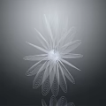 White Abstract Sculpture With Radial Petal Design And Reflection On Gray Background