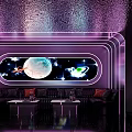 Stylish KTV Lounge with Modern Black Blue Lighting Large TVs and Comfortable Sofas 3d model