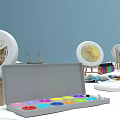 Commercial Art Equipment With Colorful Paint Palette Brushes And Easels Supplies